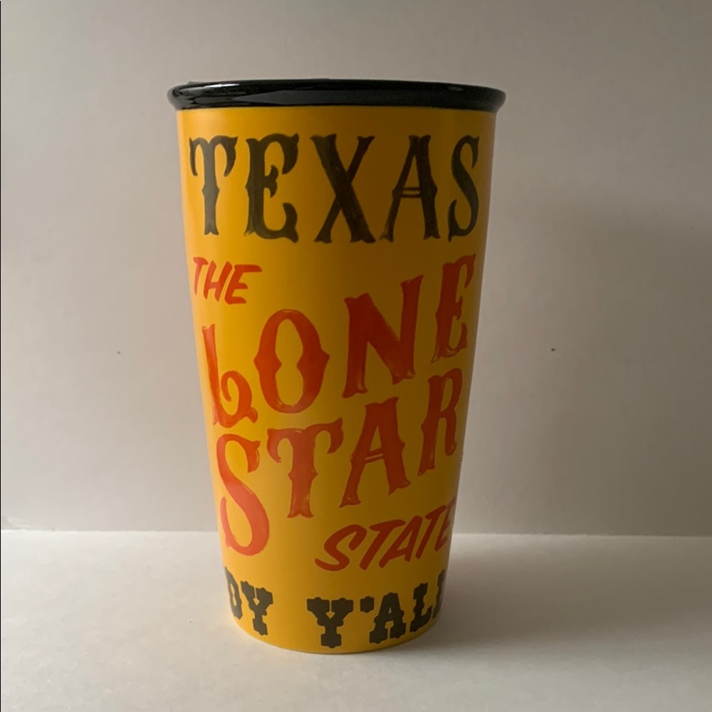 Starbucks 12oz Texas Yellow and Black Dining Mug With Lid